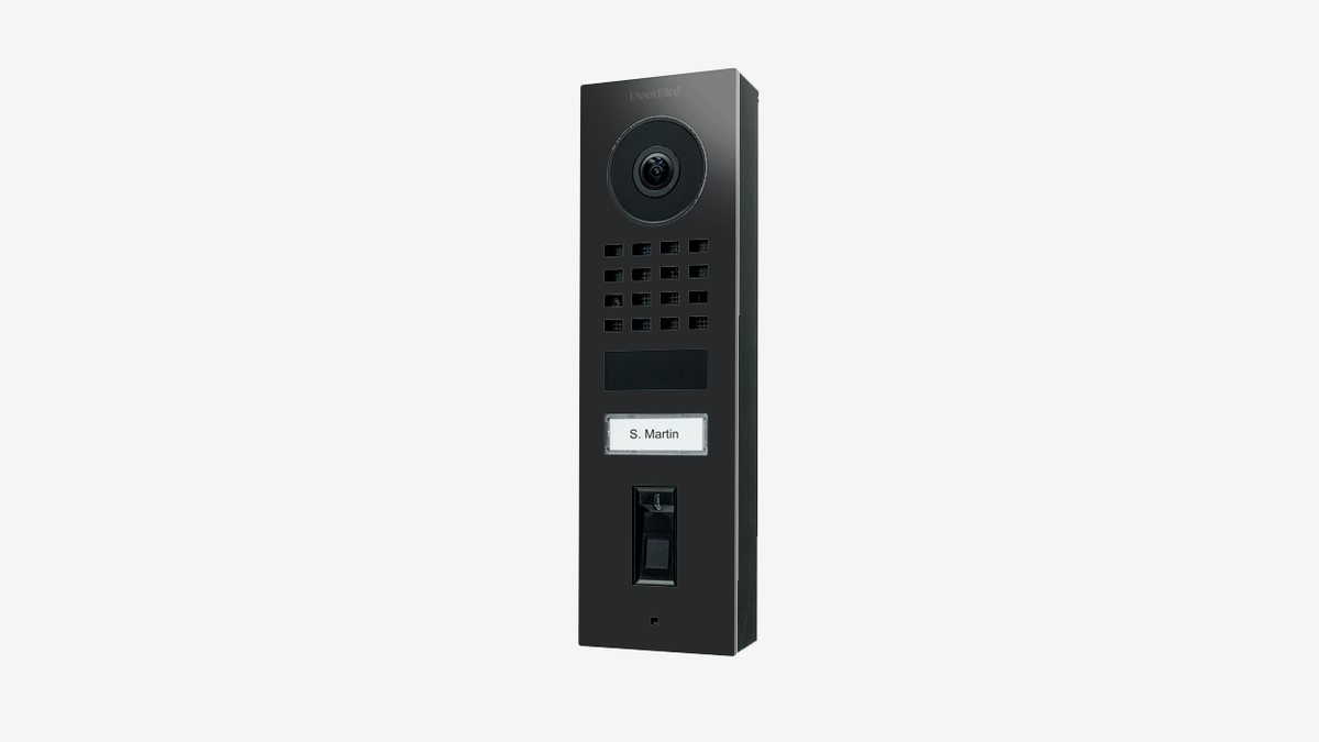DoorBird D1101FV Fingerprint 50 IP Video Intercom, 1 Call Button, with Fingerprint Reader, Surface-mount – Graphite black