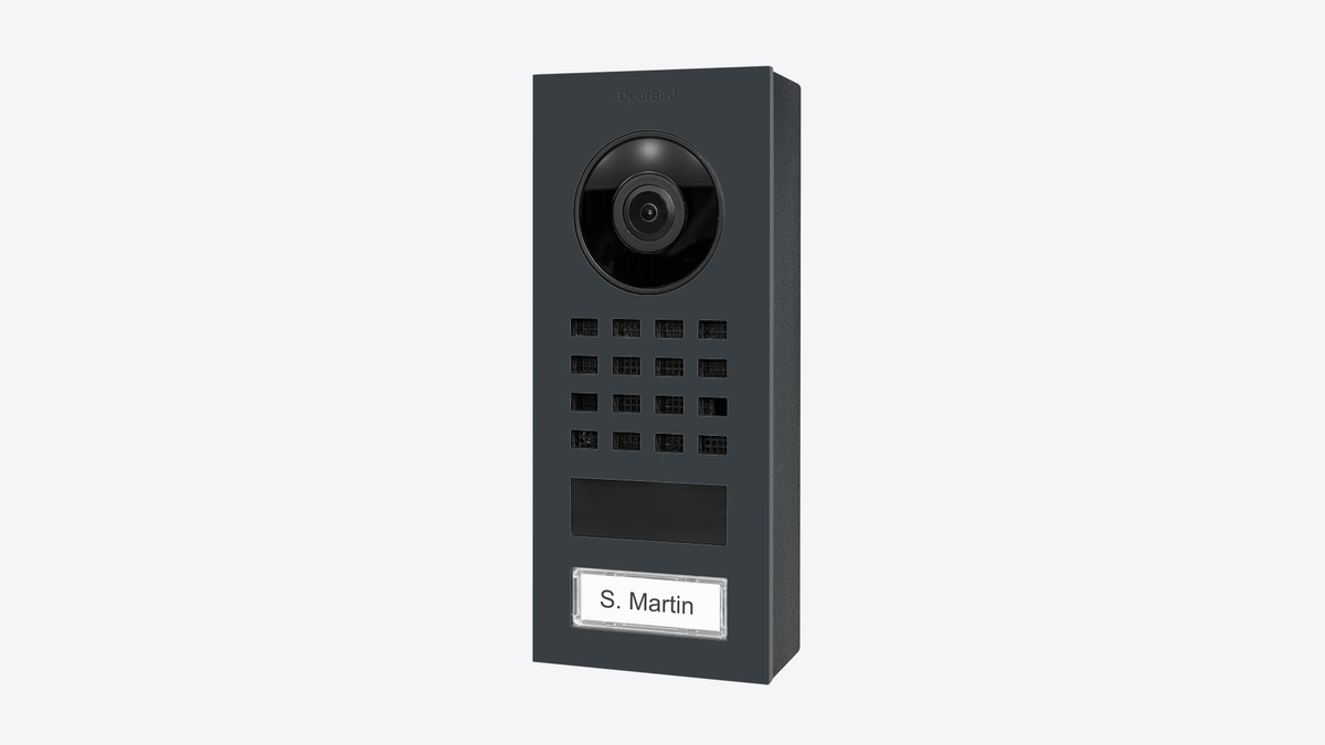 DoorBird D1101V IP Video Intercom, 1 Call Button, Surface-mount – Anthracite RAL 7016