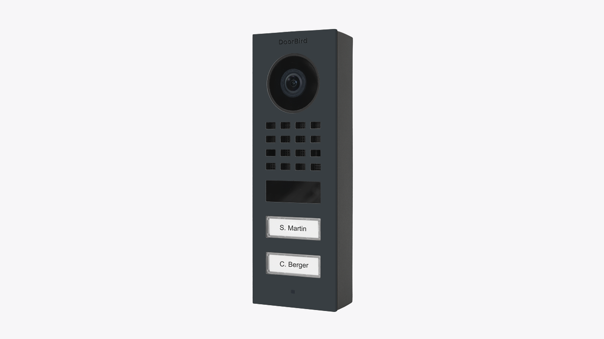DoorBird D1102V IP Video Intercom, 2 Call Buttons, Surface-mount – Anthracite RAL 7016