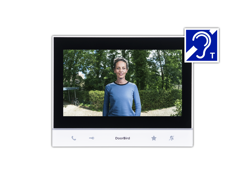 DoorBird A1103T IP Video Indoor Station, 7″ Touch, Induction Loop – White, black frame