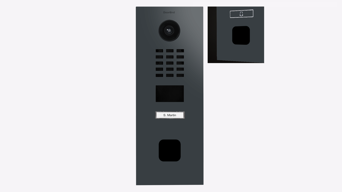 DoorBird D2201FV EKEY sLine IP Video Intercom, 1 Call Button, for ekey sLine Fingerprint Reader – Anthracite RAL 7016