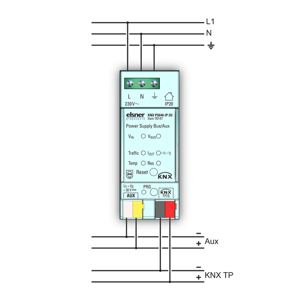 Elsner KNX PS640-IP 2U wiring diagram