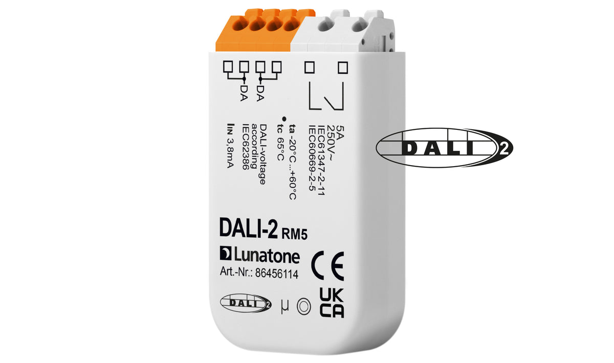 DALI-2 relay module 5 A, 1 NO contact, back box – Lunatone