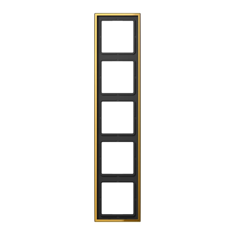 JUNG LS 990 metal frame, 5-gang, gold-coloured