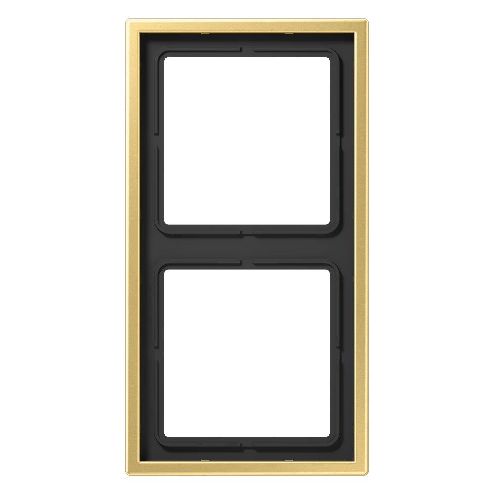 JUNG LS 990 metal frame, 2-gang, classic brass
