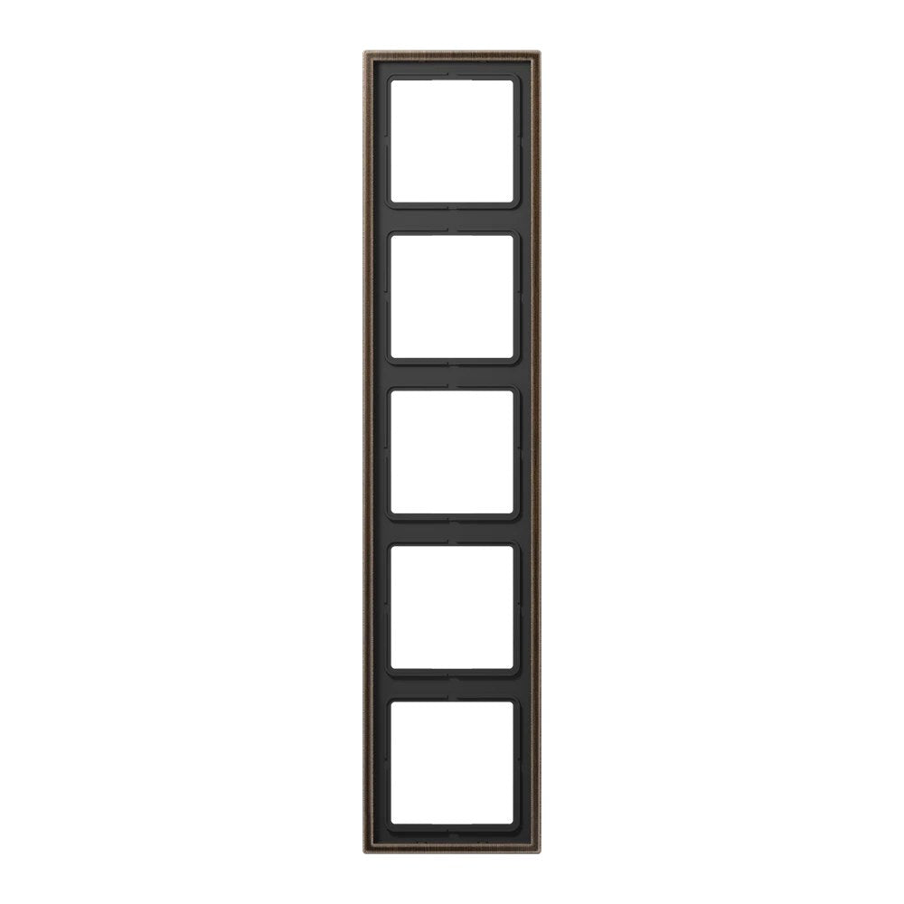 JUNG LS 990 metal frame, 5-gang, antique brass