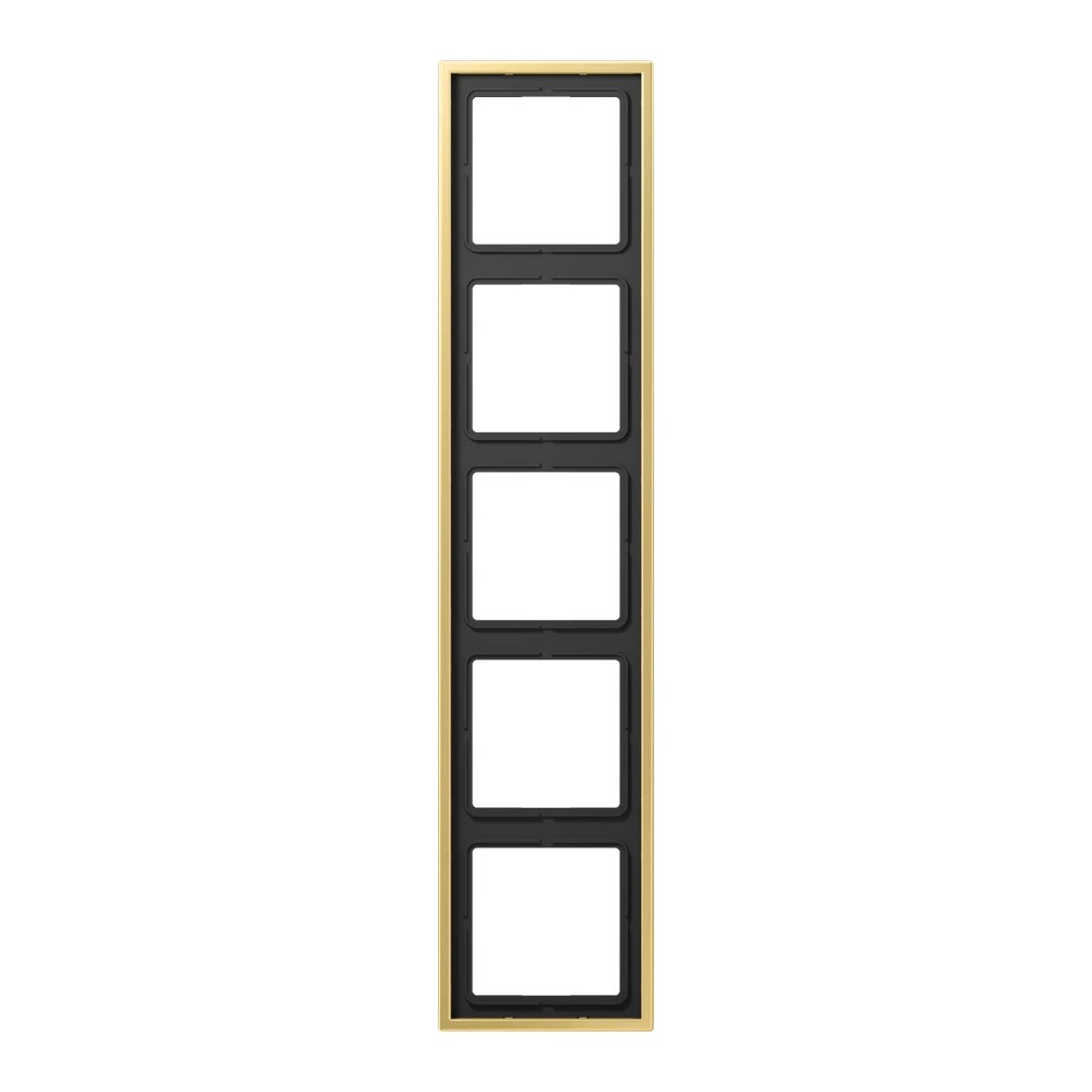 JUNG LS 990 metal frame, 5-gang, classic brass