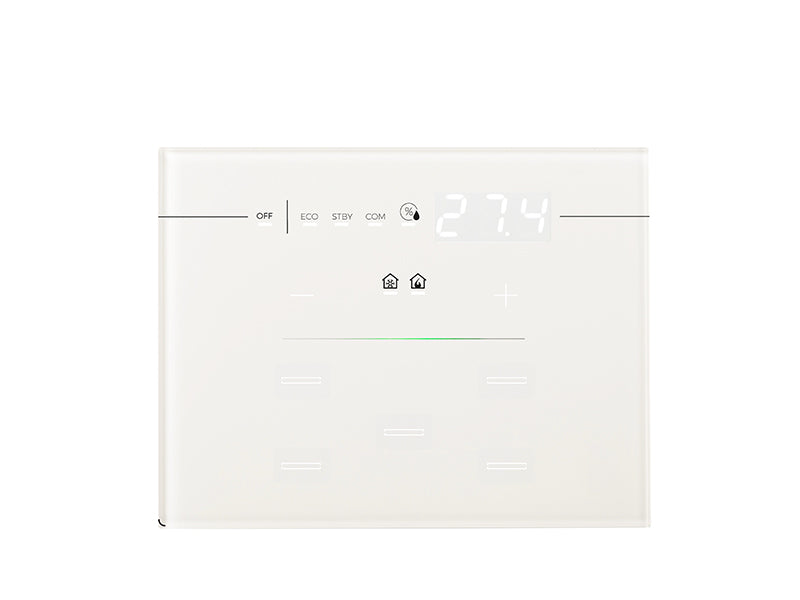 Finished look with a 9025 3-module thermostat glass front, white (glass sold separately)