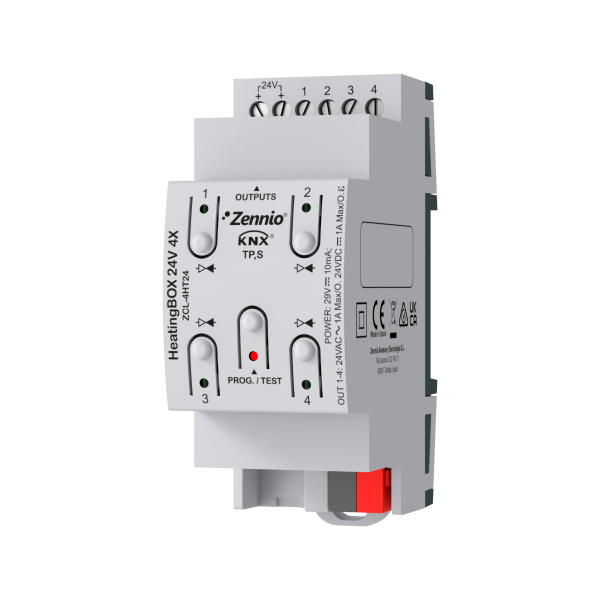 HeatingBOX 24V 4X. Heating actuator for up to 4 outputs 24 VAC/VDC by Zennio