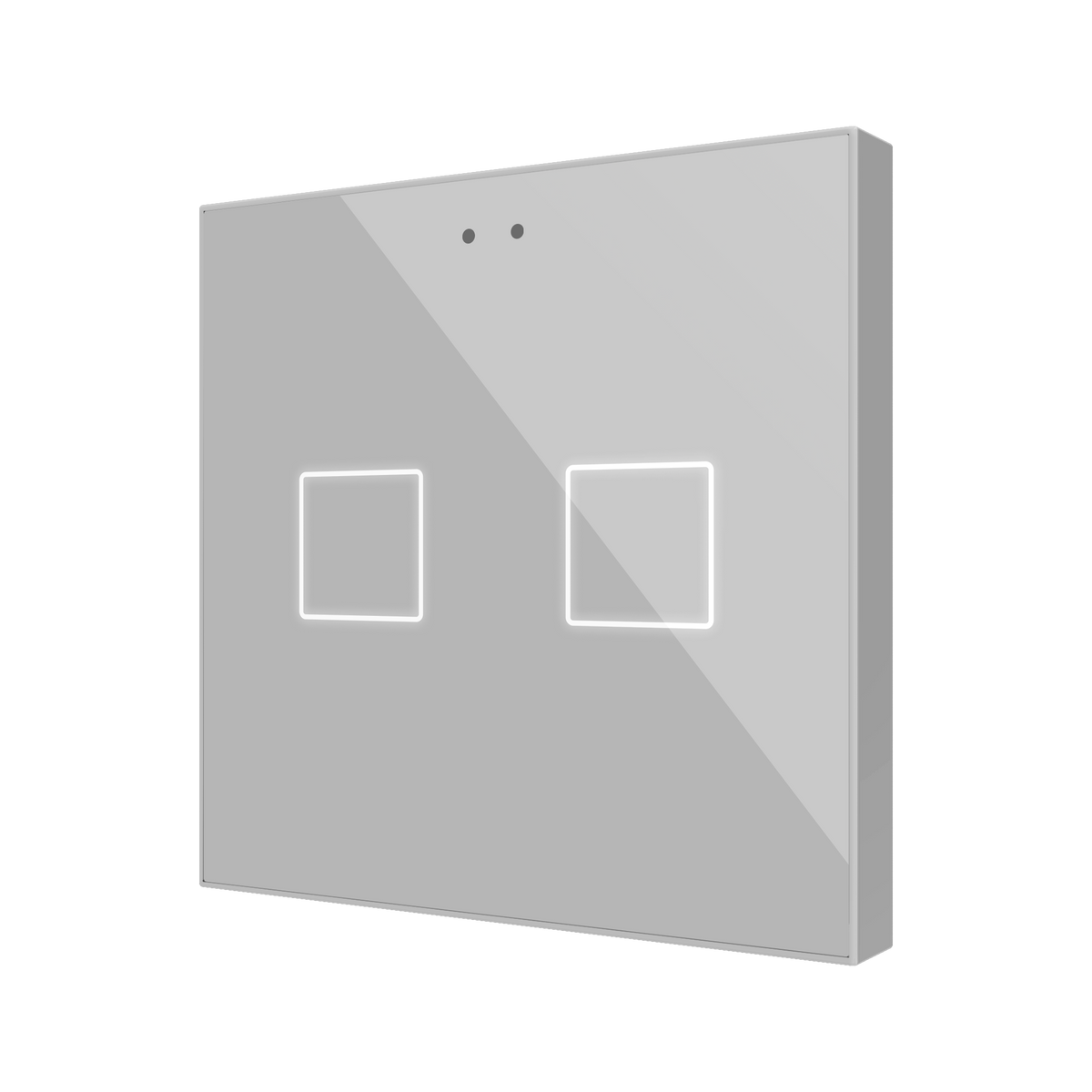 Flat RGB 2. Glass capacitive push button - 2 buttons - Silver by Zennio