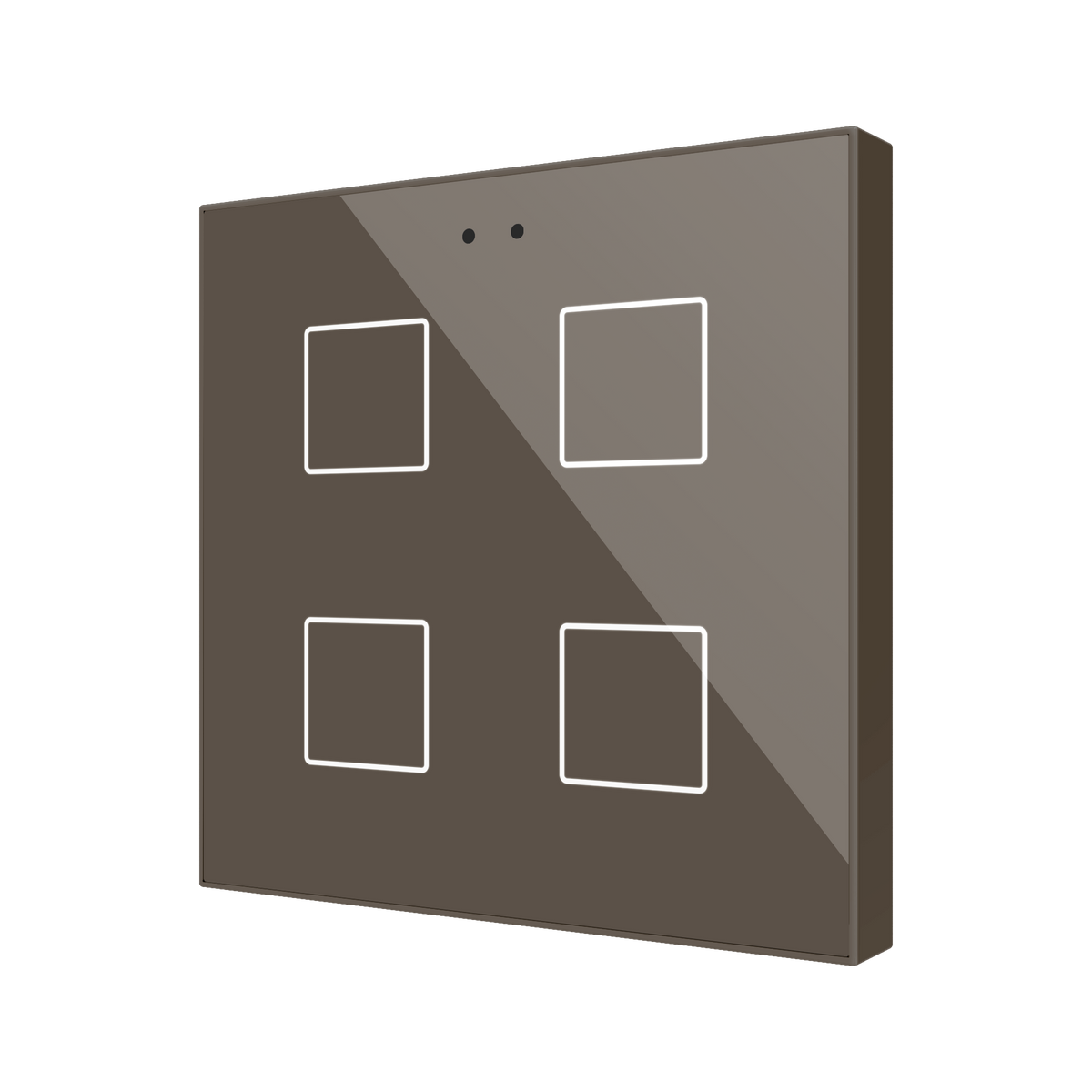 Flat RGB 4. Glass capacitive push button - 4 buttons - Mocha by Zennio