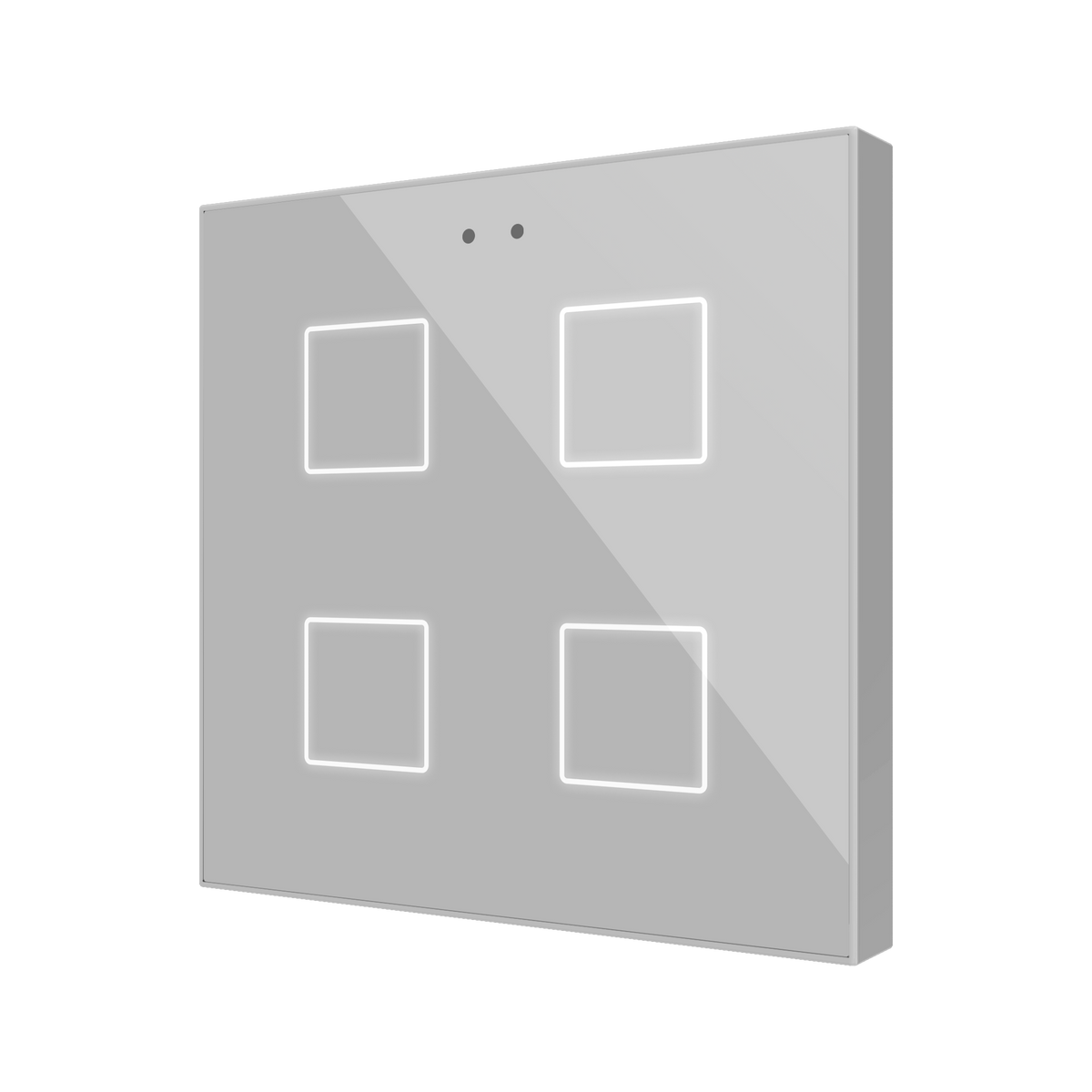 Flat RGB 4. Glass capacitive push button - 4 buttons - Silver by Zennio
