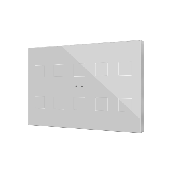 Flat XL X10. Glass capacitive push button - 10 buttons - Silver by Zennio