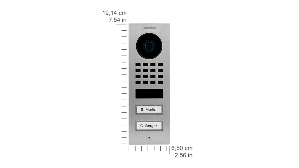 DoorBird D1102V IP Video Intercom, 2 Call Buttons, Surface-mount