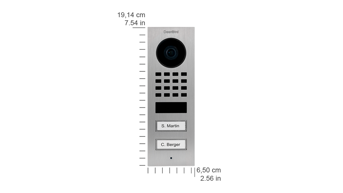 DoorBird D1102V IP Video Intercom, 2 Call Buttons, Surface-mount