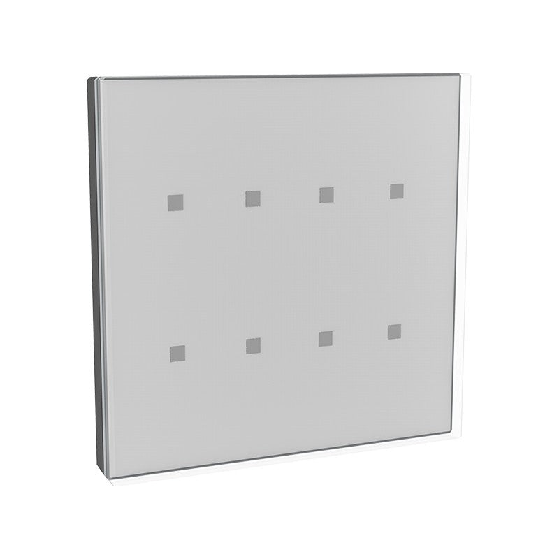 LaükaDot KNX capacitive glass push button, 8 keys – Dinuy – White glass / chrome frame
