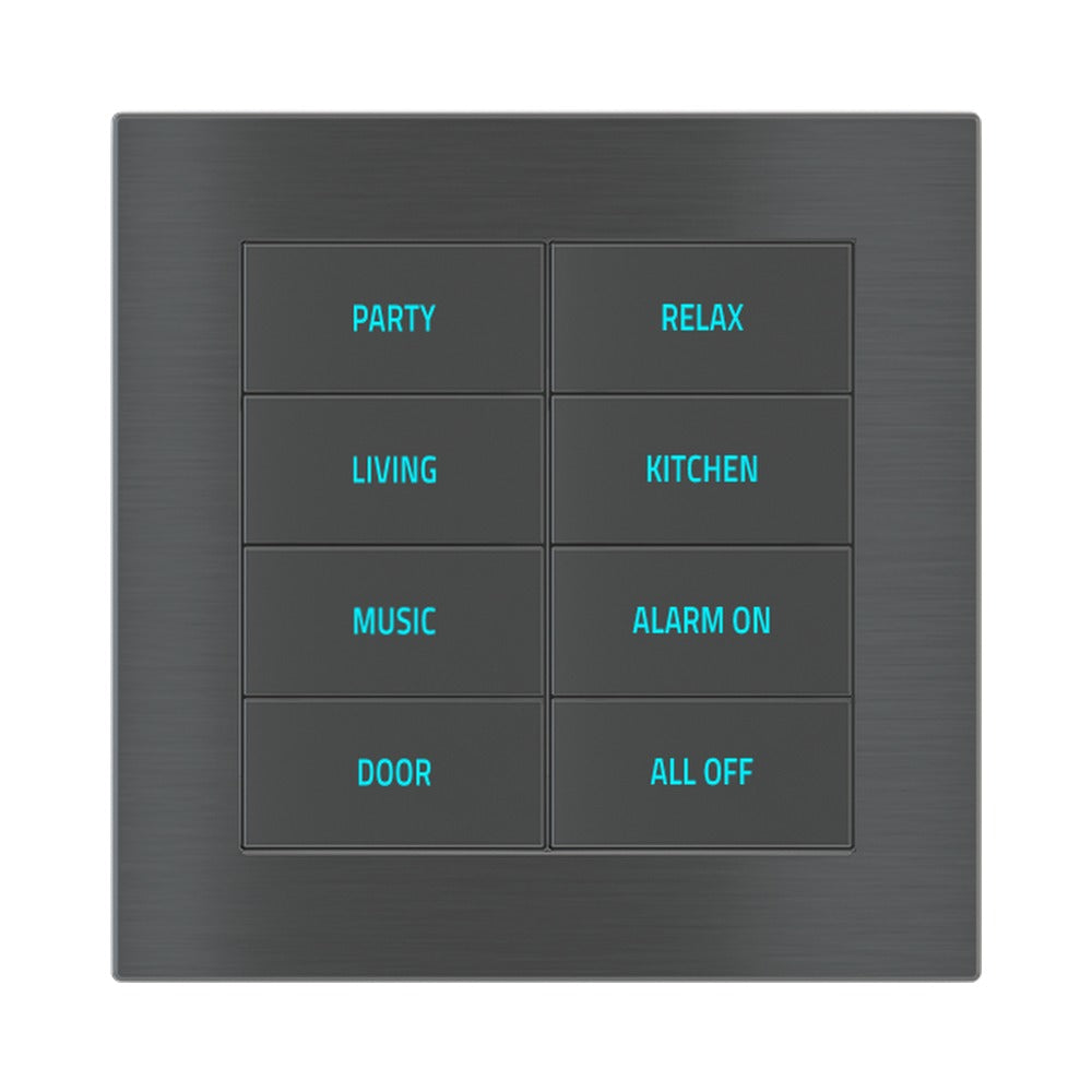Ekinex 20venti KNX 8-rocker pushbutton with backlit symbols and proximity sensor EK-E2E-TP-8 – assembled device