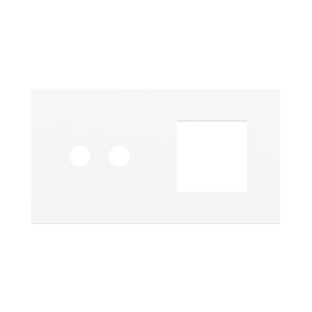 Ekinex Proxima 2-fold magnetic plate for 2-rocker pushbutton + 45x45 window EK-P2A-2P – Pure White RAL 9016