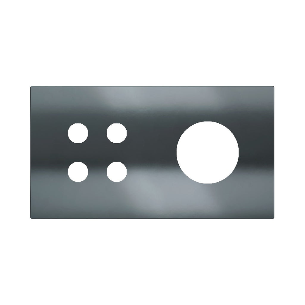 Ekinex Proxima 2-fold magnetic plate for 4-rocker pushbutton + Schuko/FR/IL socket EK-P2A-4T – Black Metal
