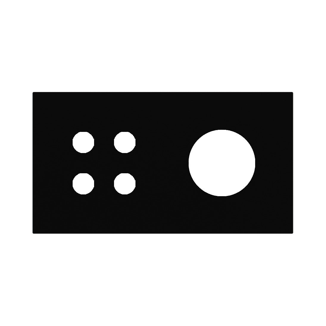 Ekinex Proxima 2-fold magnetic plate for 4-rocker pushbutton + Schuko/FR/IL socket EK-P2A-4T – Intense Black RAL 9005