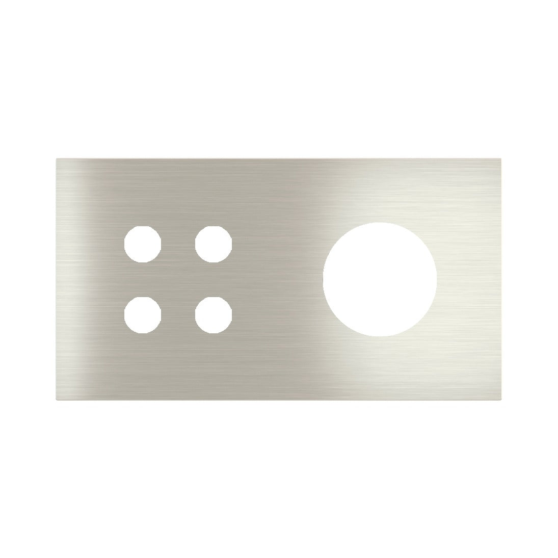 Ekinex Proxima 2-fold magnetic plate for 4-rocker pushbutton + Schuko/FR/IL socket EK-P2A-4T – Steel Brushed